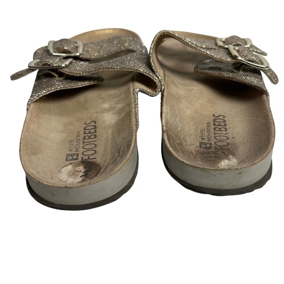 White‎ Mountain Footbeds Sparkly Glitter Double Buckle Slide Sandals size 10 - Picture 2 of 10